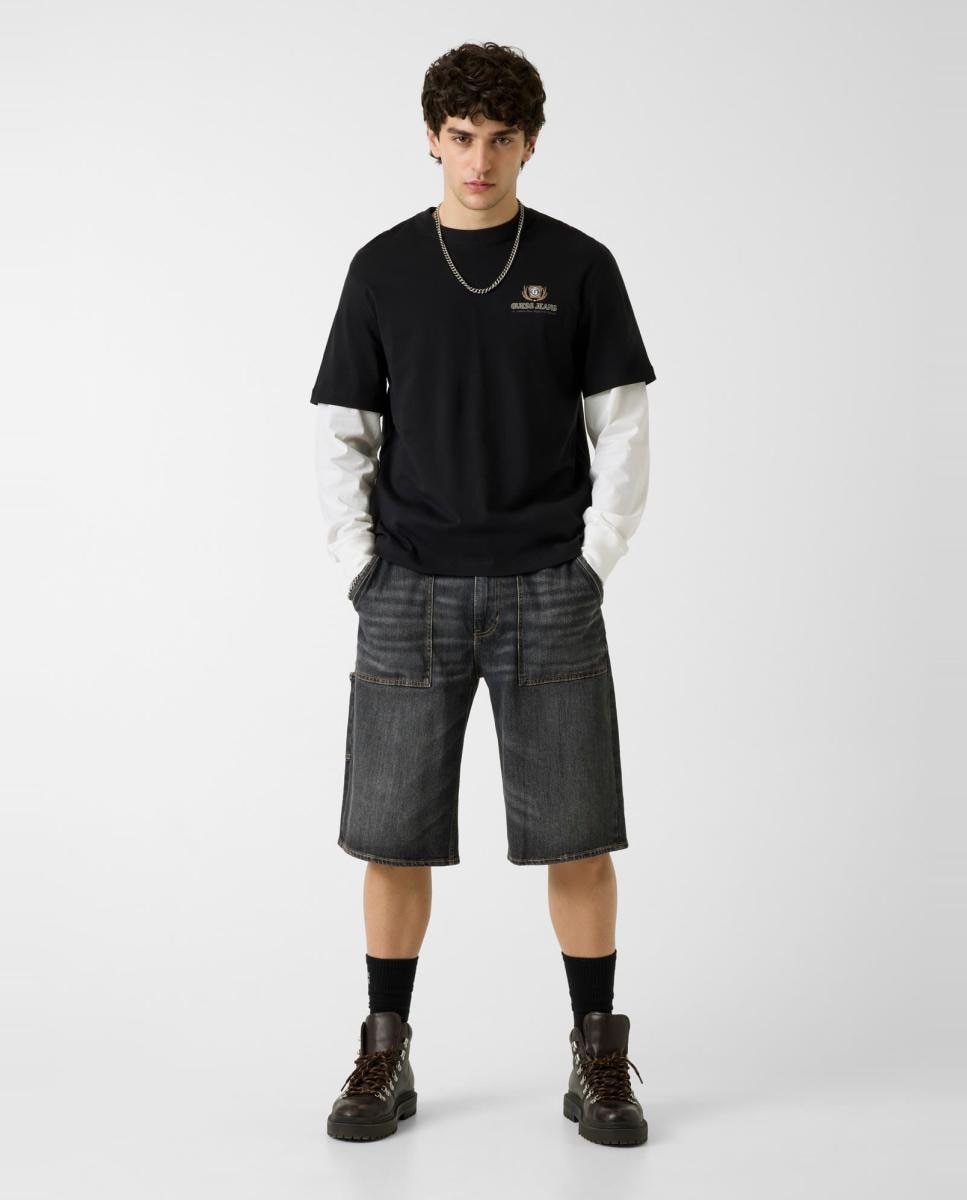 T-shirt com Manga Curta Preto-5