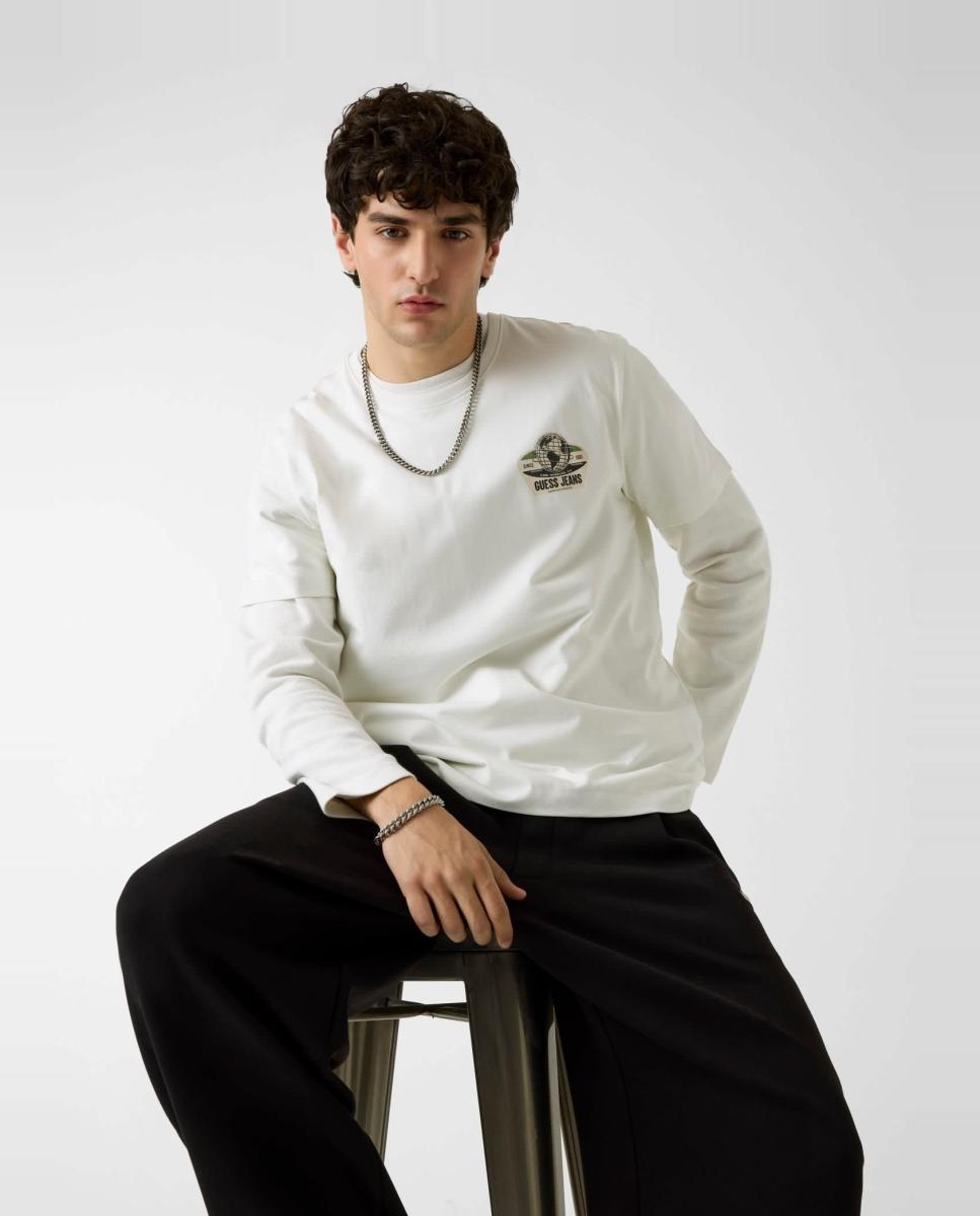 Camiseta de manga corta de hombre - Guess Jeans - Blanco Blanco-1