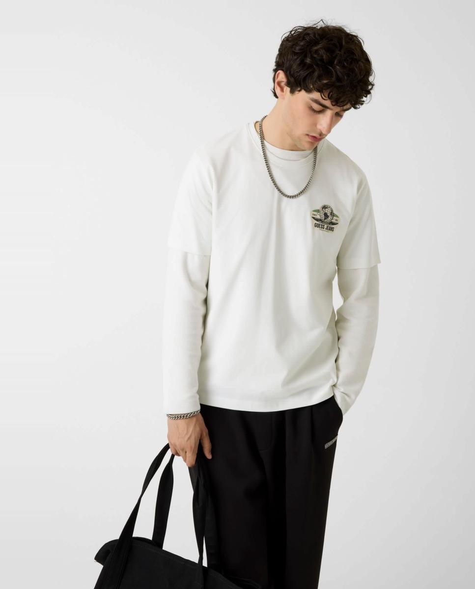 Camiseta de manga corta de hombre - Guess Jeans - Blanco Blanco-3