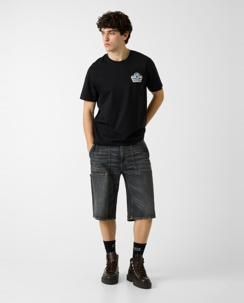 T-shirt com Manga Curta Preto-4