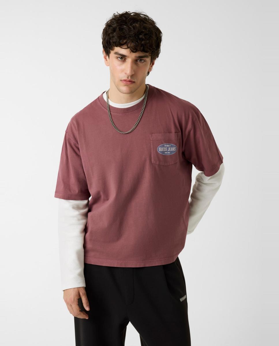 Camiseta de manga corta de hombre - Guess Jeans - Rojo Rojo-3