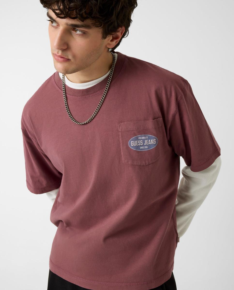 Camiseta de manga corta de hombre - Guess Jeans - Rojo Rojo-4