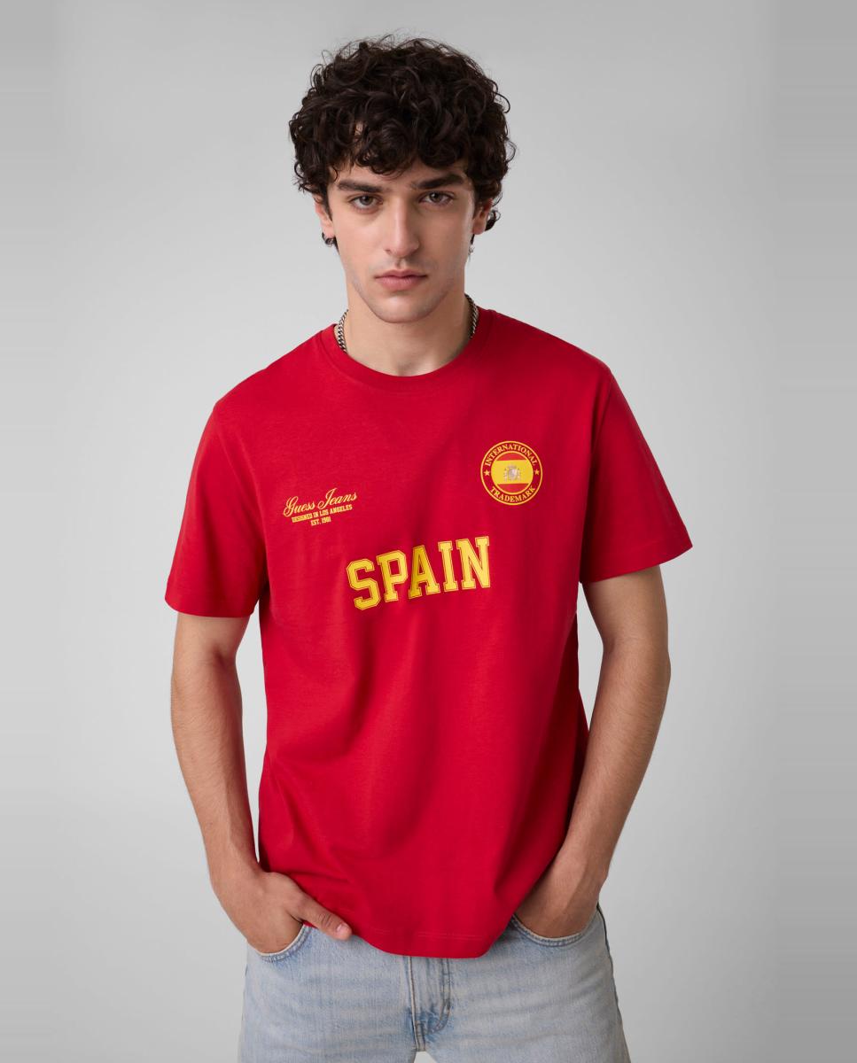 Camiseta España de manga corta de hombre - Guess Jeans - Rojo Rojo-1