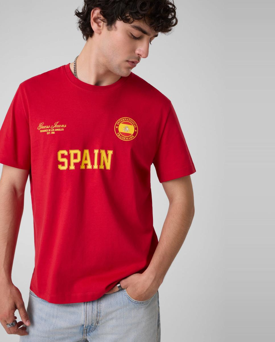 Camiseta España de manga corta de hombre - Guess Jeans - Rojo Rojo-3