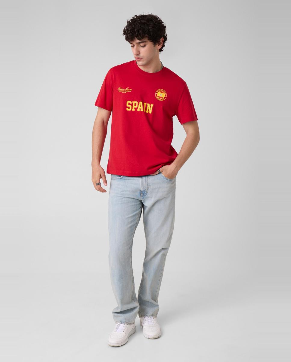 Camiseta España de manga corta de hombre - Guess Jeans - Rojo Rojo-5