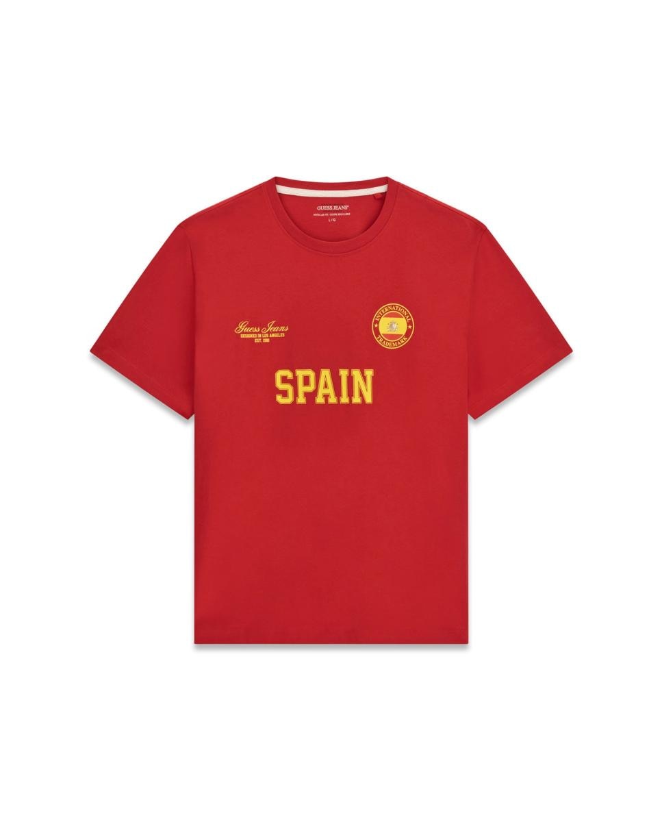 Camiseta España de manga corta de hombre - Guess Jeans - Rojo Rojo-4