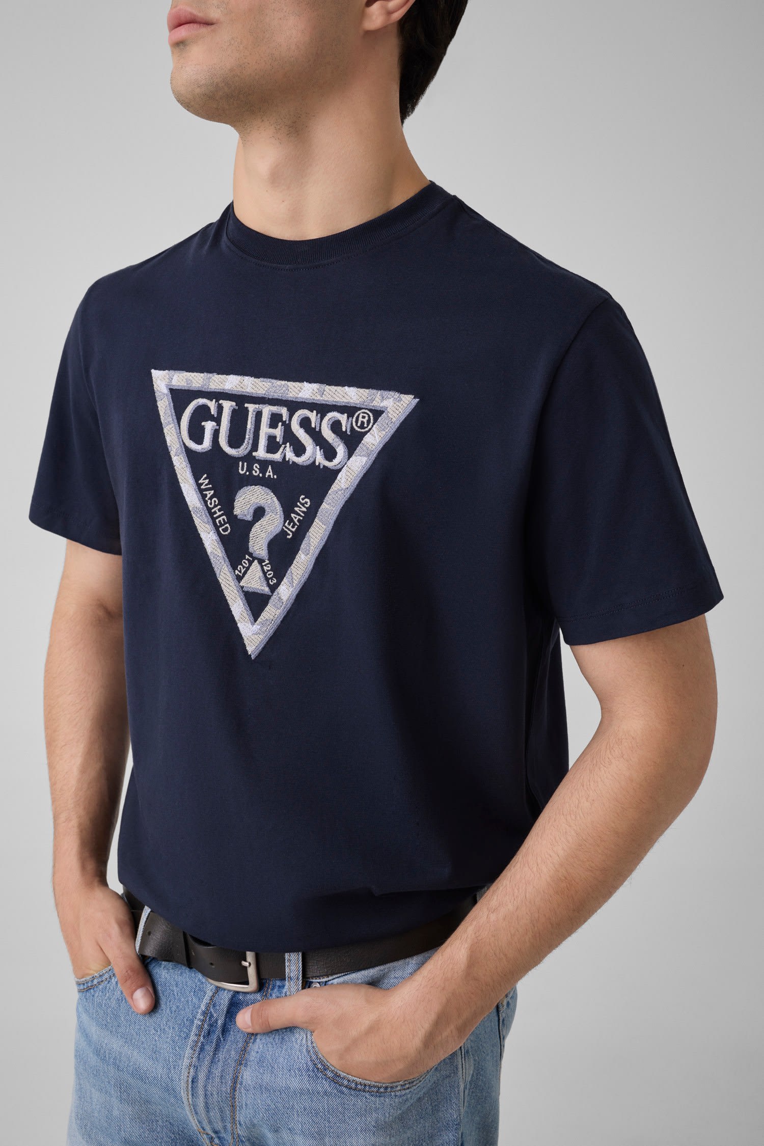Camiseta de manga corta de hombre - Guess - Azul marino Azul marino-3