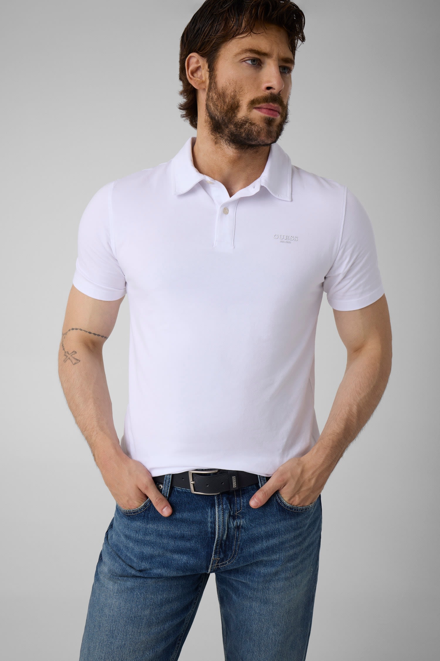 Imagen 3 de Polo de manga corta de hombre - Guess - Blanco Blanco