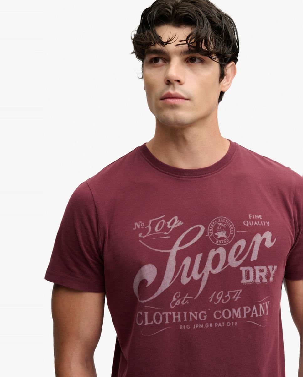 T-shirt com Estampado Vintage Workwear Bordeaux-4