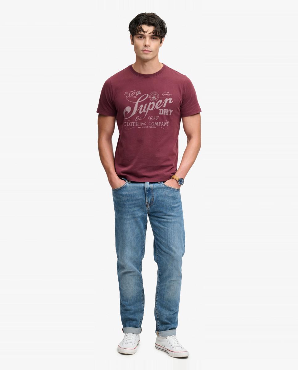T-shirt com Estampado Vintage Workwear Bordeaux-5