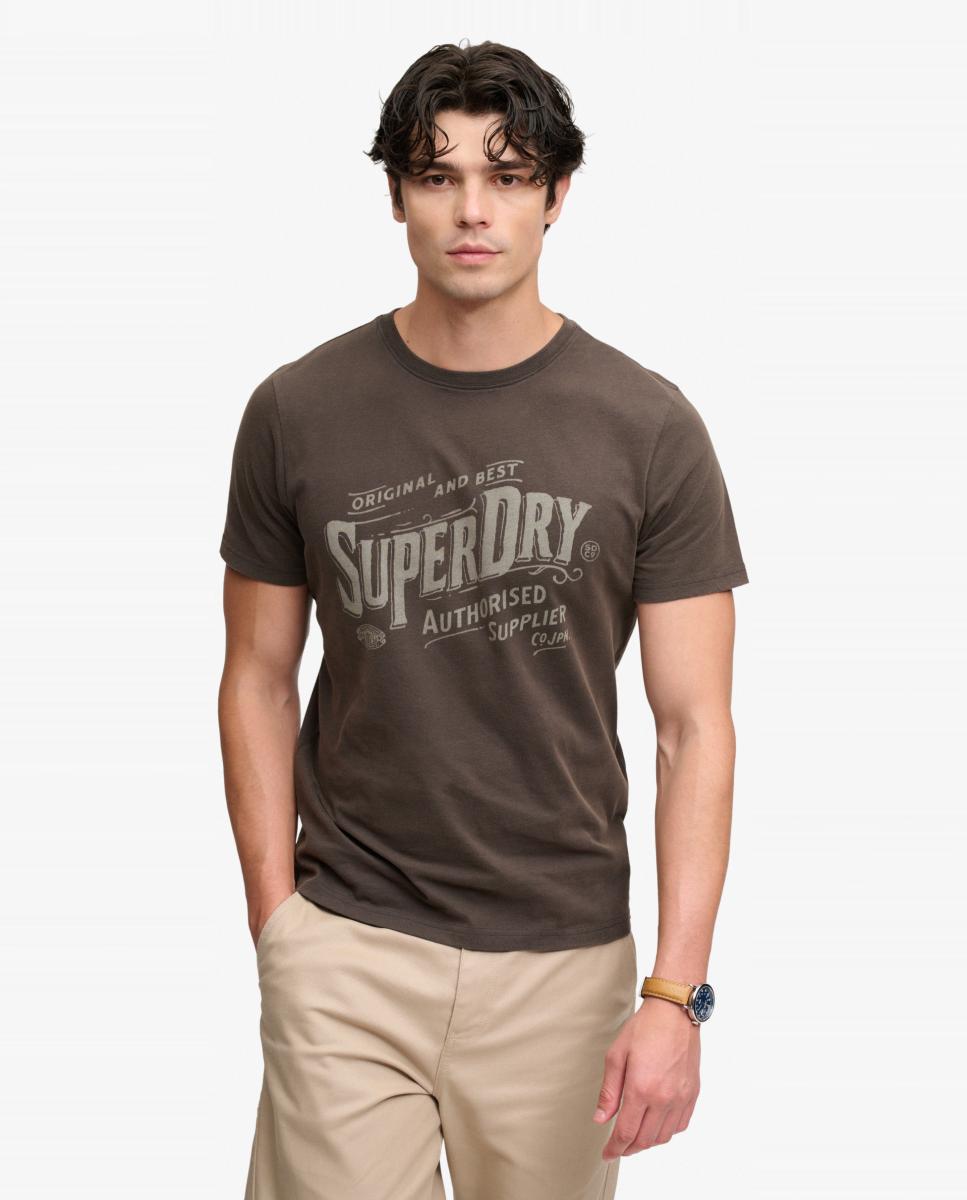 Camiseta de hombre con estampado Vintage Workwear - Superdry - Negro Negro-1