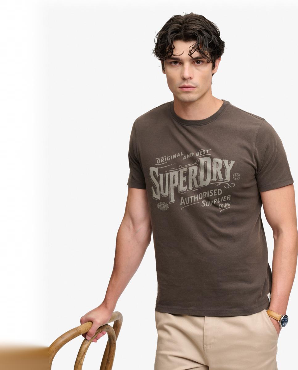 Camiseta de hombre con estampado Vintage Workwear - Superdry - Negro Negro-3