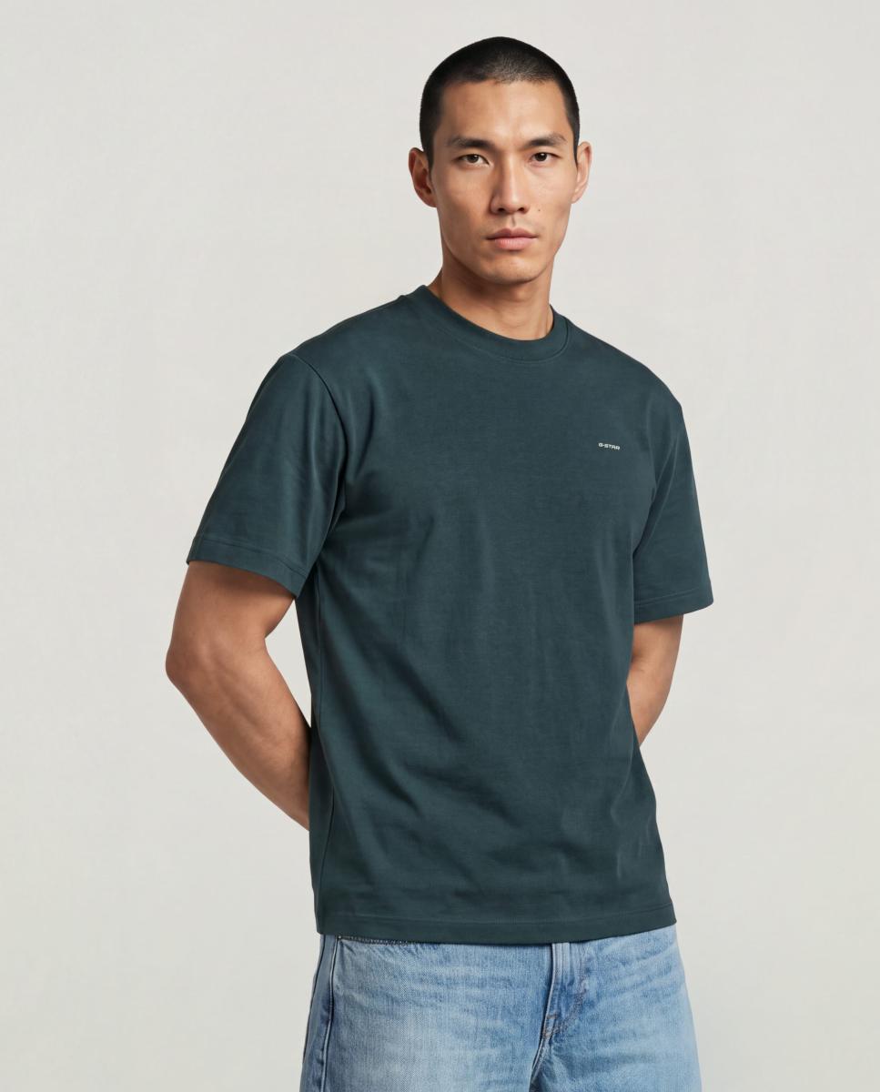 Camiseta de hombre de manga corta y corte recto - G-Star - Azul Azul-1
