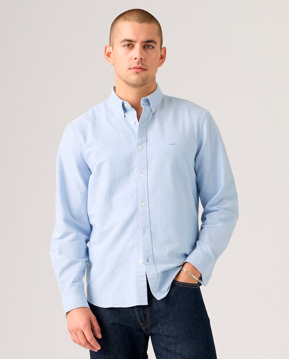 Camisa de Manga Comprida Azul-claro-1
