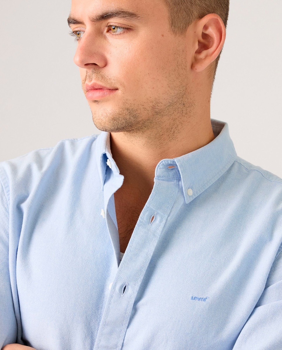 Camisa de Manga Comprida Azul-claro-3