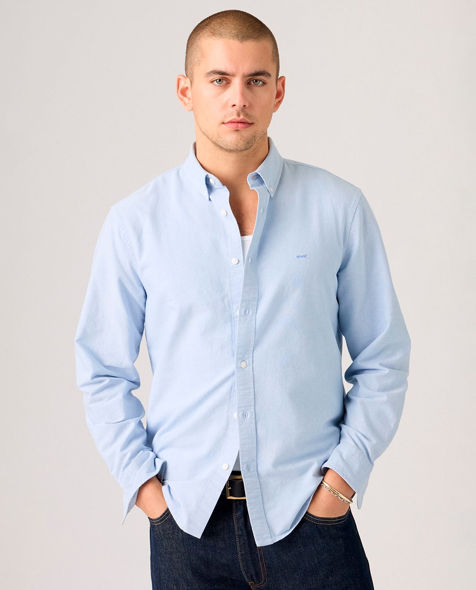 Camisa de Manga Comprida Azul-claro-4