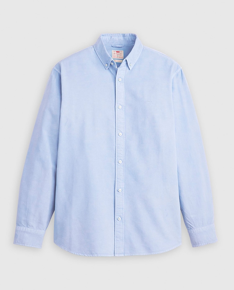 Camisa de Manga Comprida Azul-claro-5