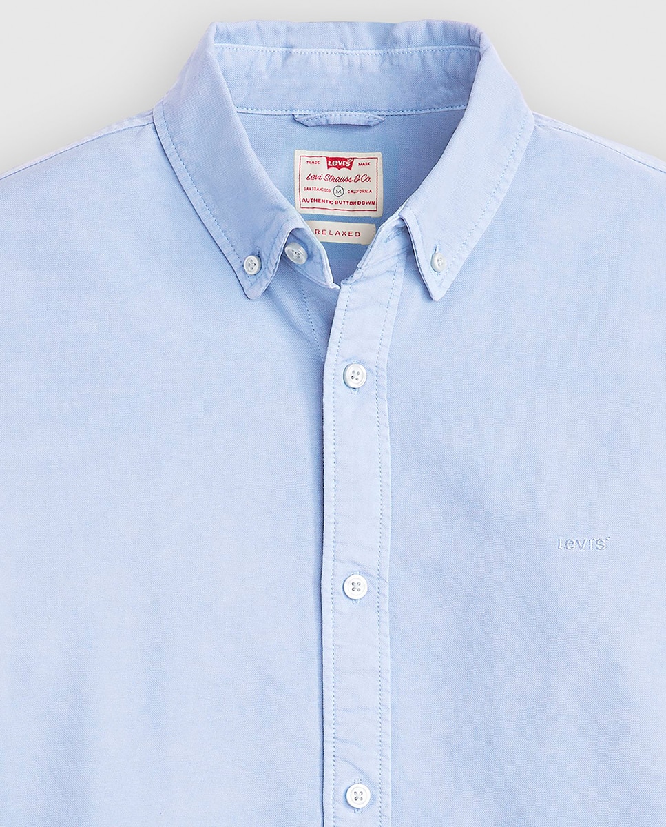 Camisa de Manga Comprida Azul-claro-6