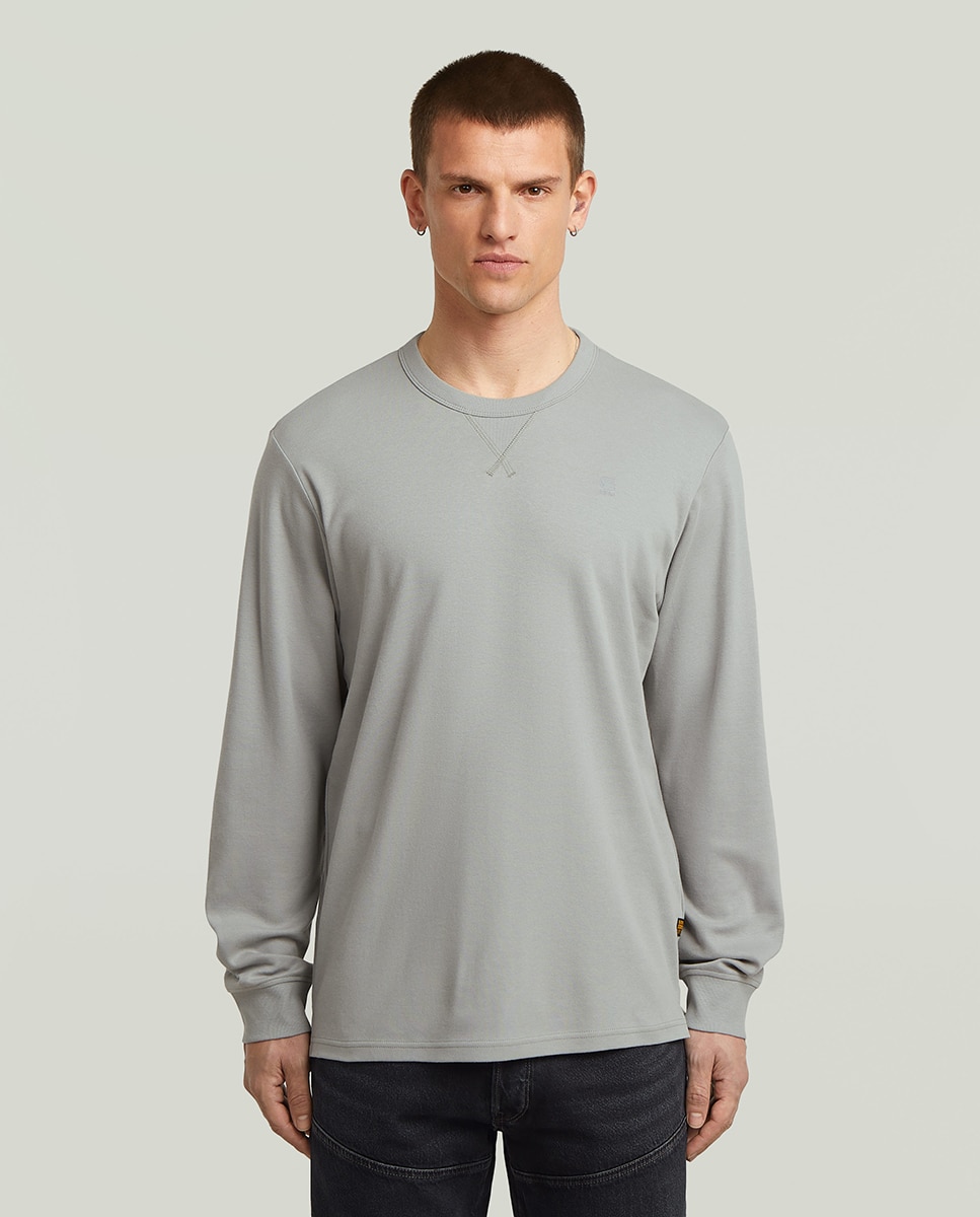 Camisola de Manga Comprida com Gola Redonda Cinzento-1