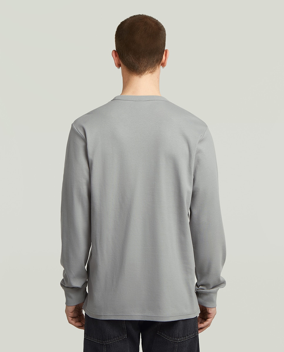 Camisola de Manga Comprida com Gola Redonda Cinzento-2