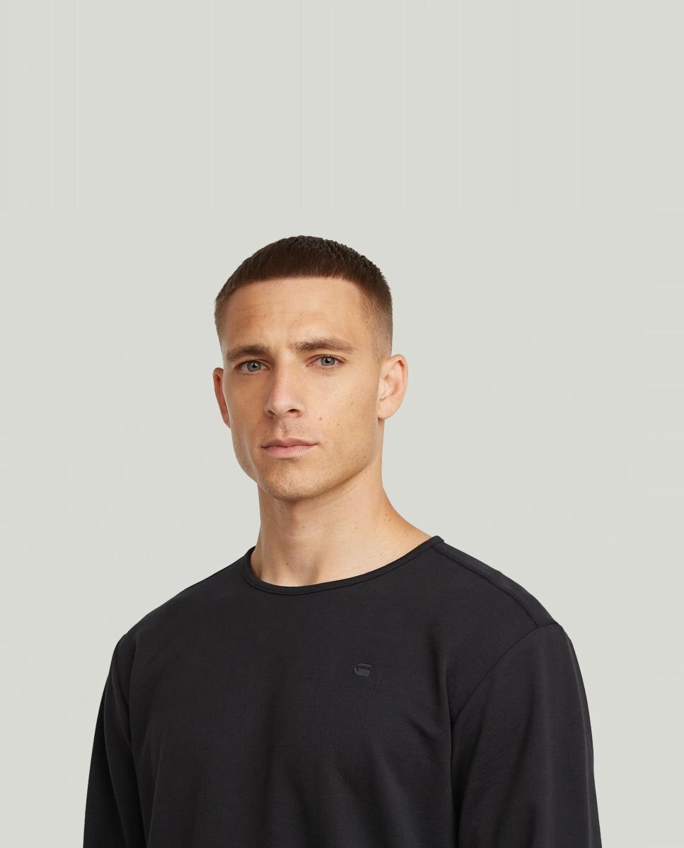 Camisola de Corte Regular com Manga Comprida Preto-3