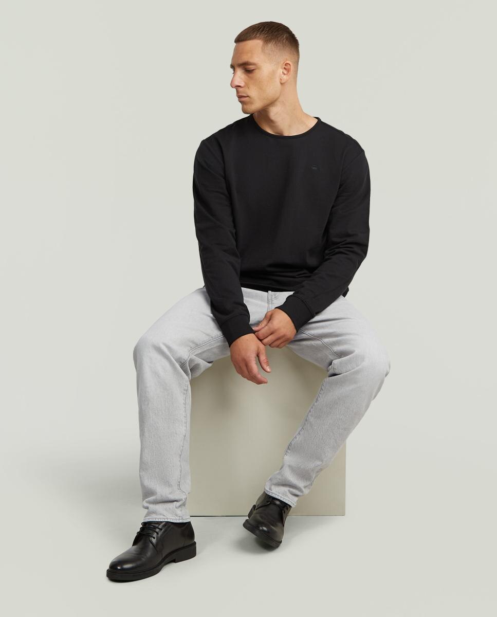 Camisola de Corte Regular com Manga Comprida Preto-4