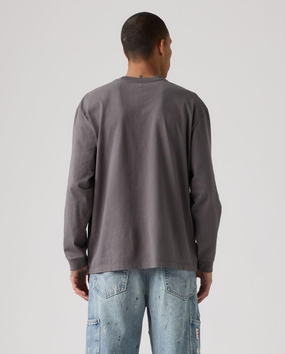 Camisola de Manga Comprida com Gola Redonda Cinzento-2