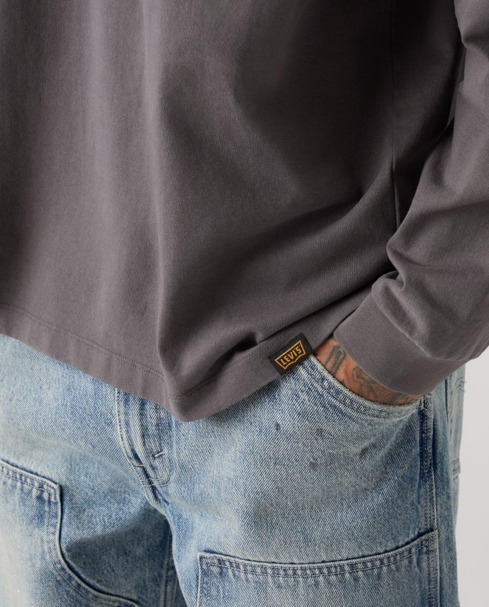 Camisola de Manga Comprida com Gola Redonda Cinzento-3