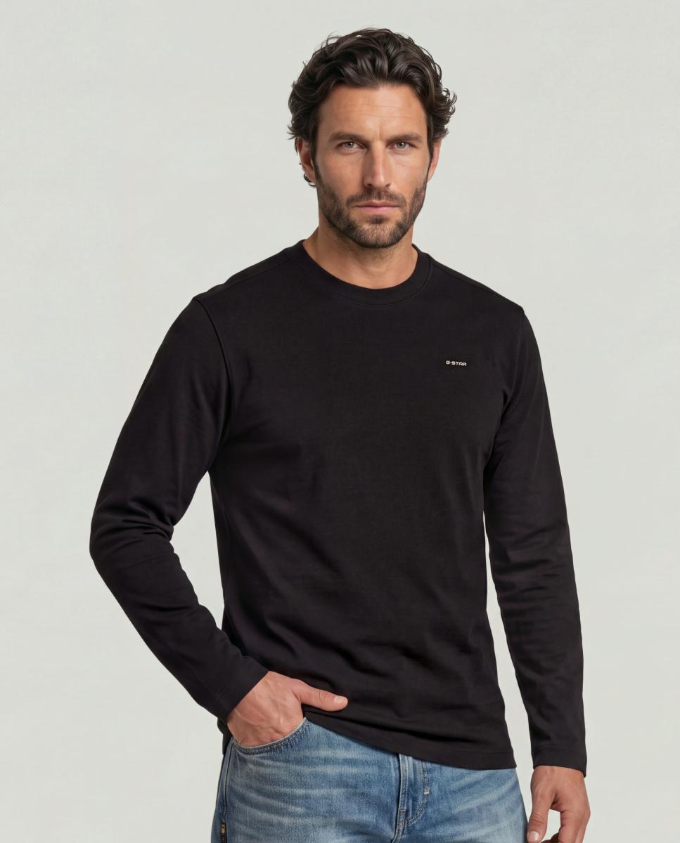 Camiseta de hombre de manga larga y corte recto - G-Star - Negro Negro-1