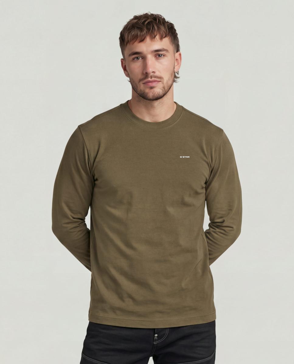 Camiseta de hombre de manga larga y corte recto - G-Star - Marrón Marrón-1