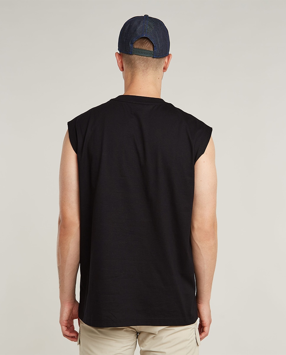 T-shirt sem Mangas com Corte Relaxed e Extra Grande Preto-2