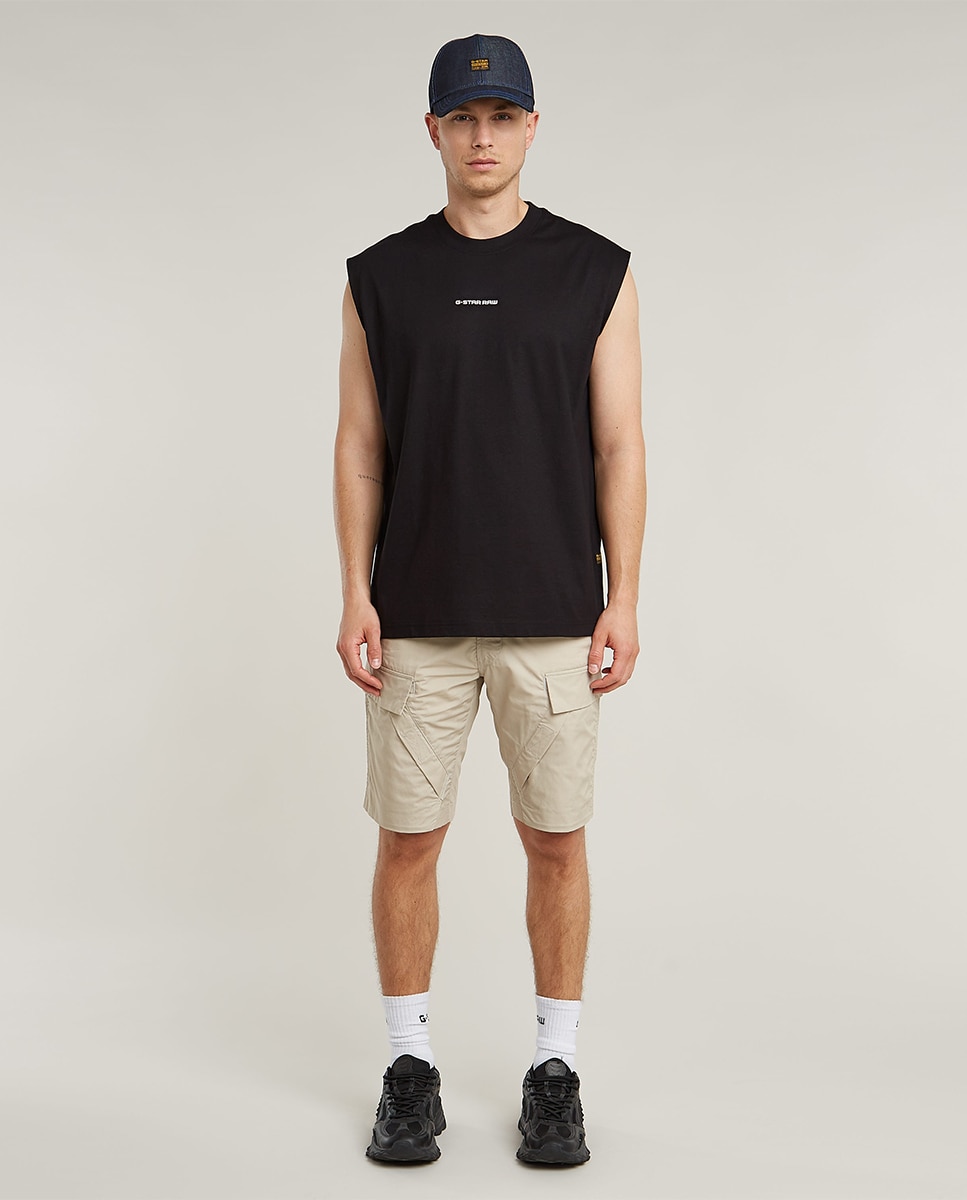T-shirt sem Mangas com Corte Relaxed e Extra Grande Preto-9