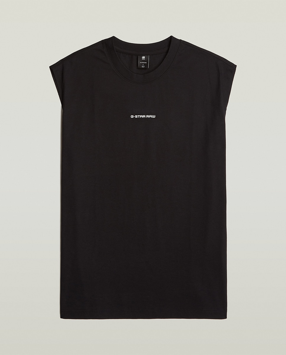 T-shirt sem Mangas com Corte Relaxed e Extra Grande Preto-8