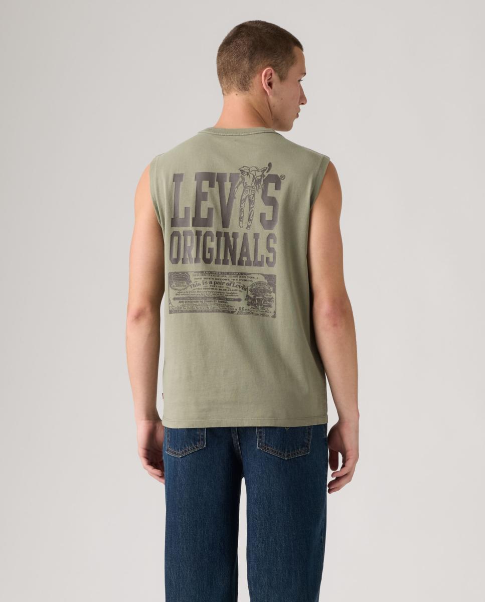 T-shirt sem Mangas com Gola Redonda Verde-militar-2