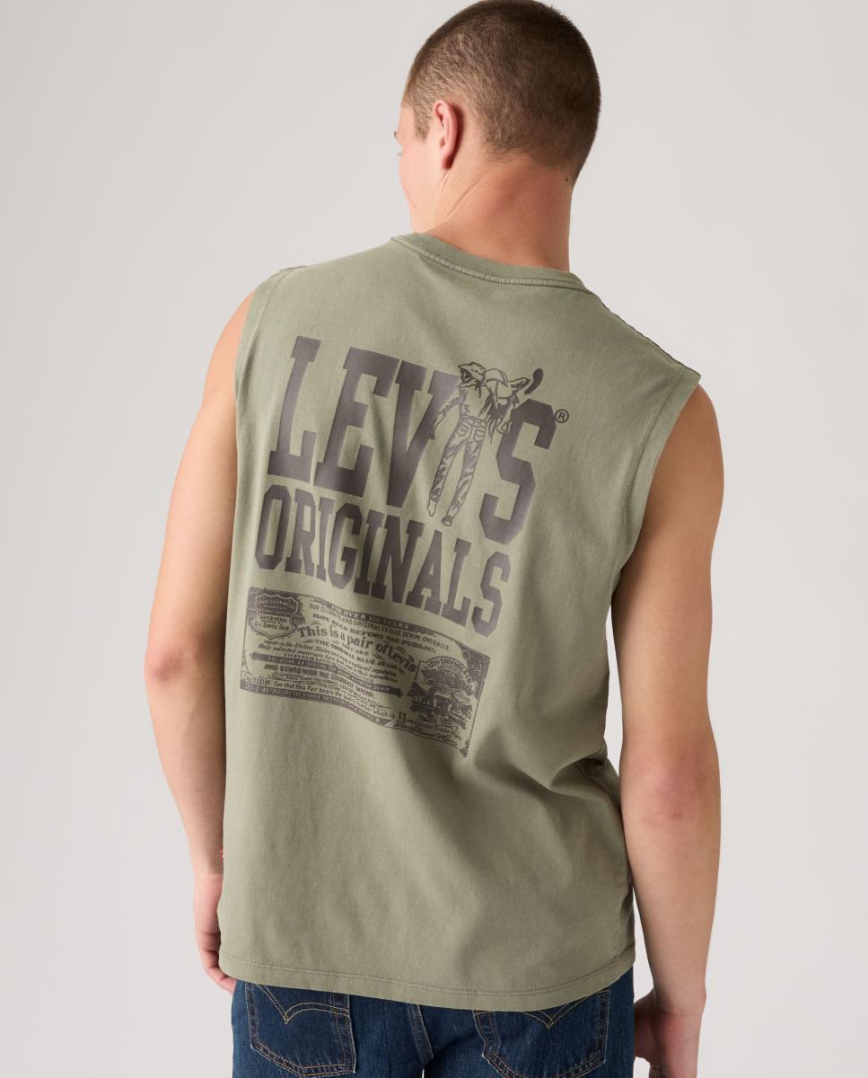 T-shirt sem Mangas com Gola Redonda Verde-militar-4
