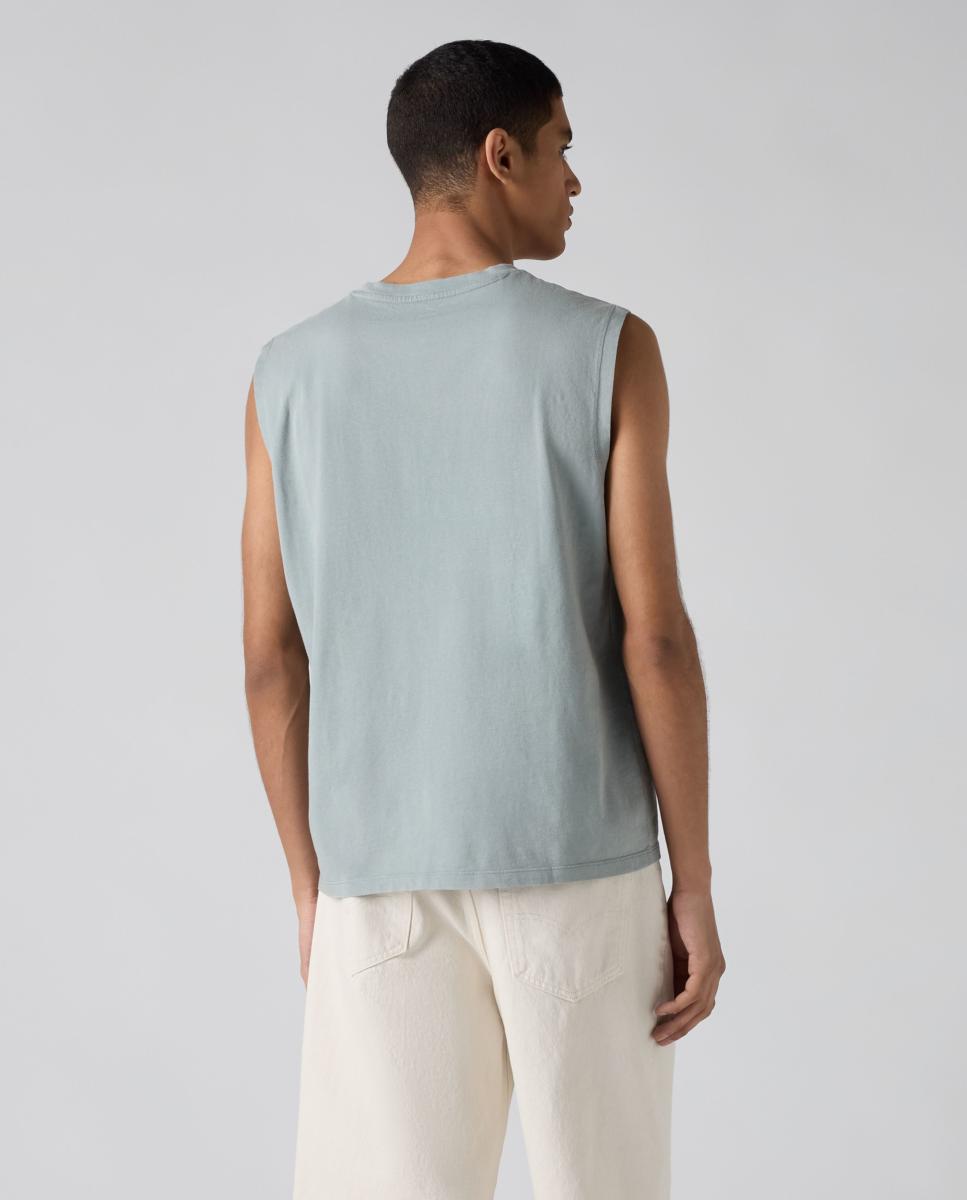 T-shirt sem Mangas com Gola Redonda Azul-claro-2
