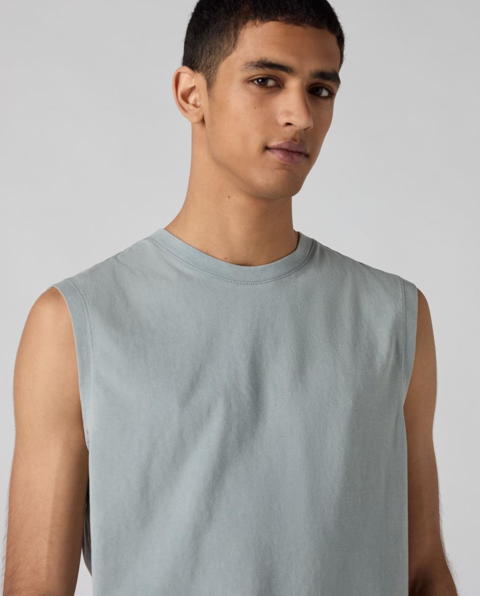 T-shirt sem Mangas com Gola Redonda Azul-claro-3