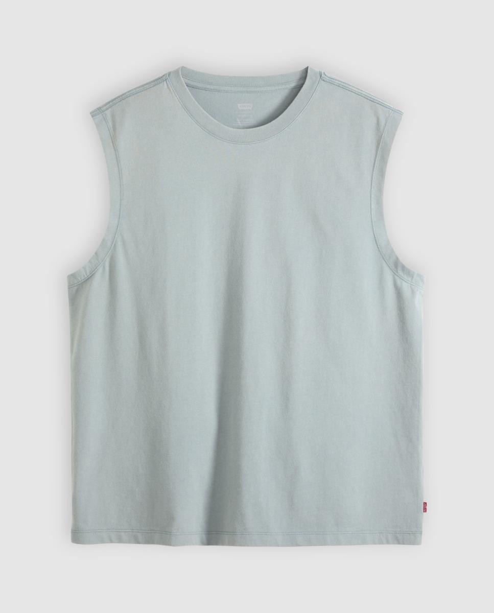 T-shirt sem Mangas com Gola Redonda Azul-claro-5