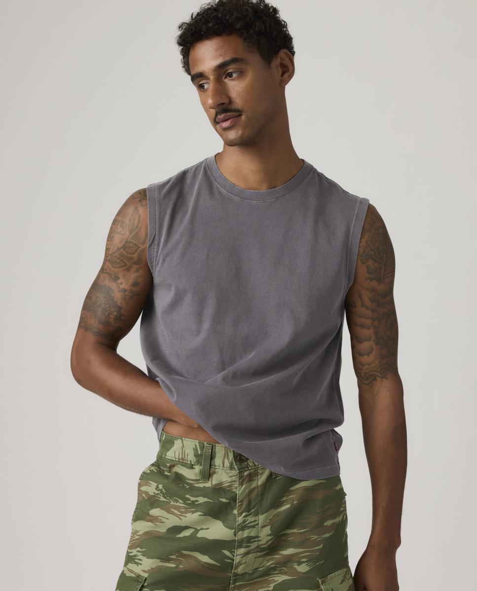 T-shirt sem Mangas com Gola Redonda Cinzento-escuro-3