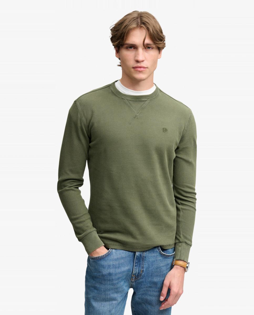 Imagen 1 de Camiseta de manga larga de hombre clásico con textura - Superdry - Verde Verde