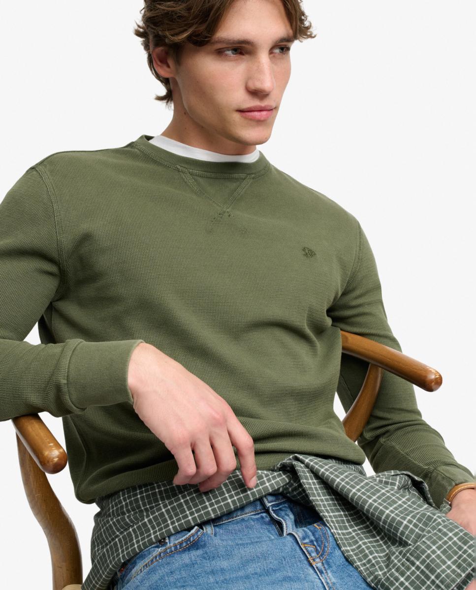 Imagen 2 de Camiseta de manga larga de hombre clásico con textura - Superdry - Verde Verde