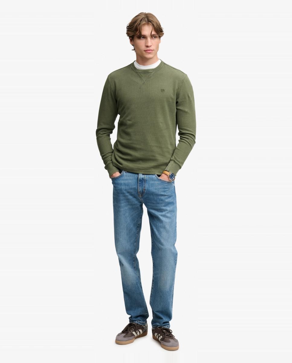 Imagen 4 de Camiseta de manga larga de hombre clásico con textura - Superdry - Verde Verde