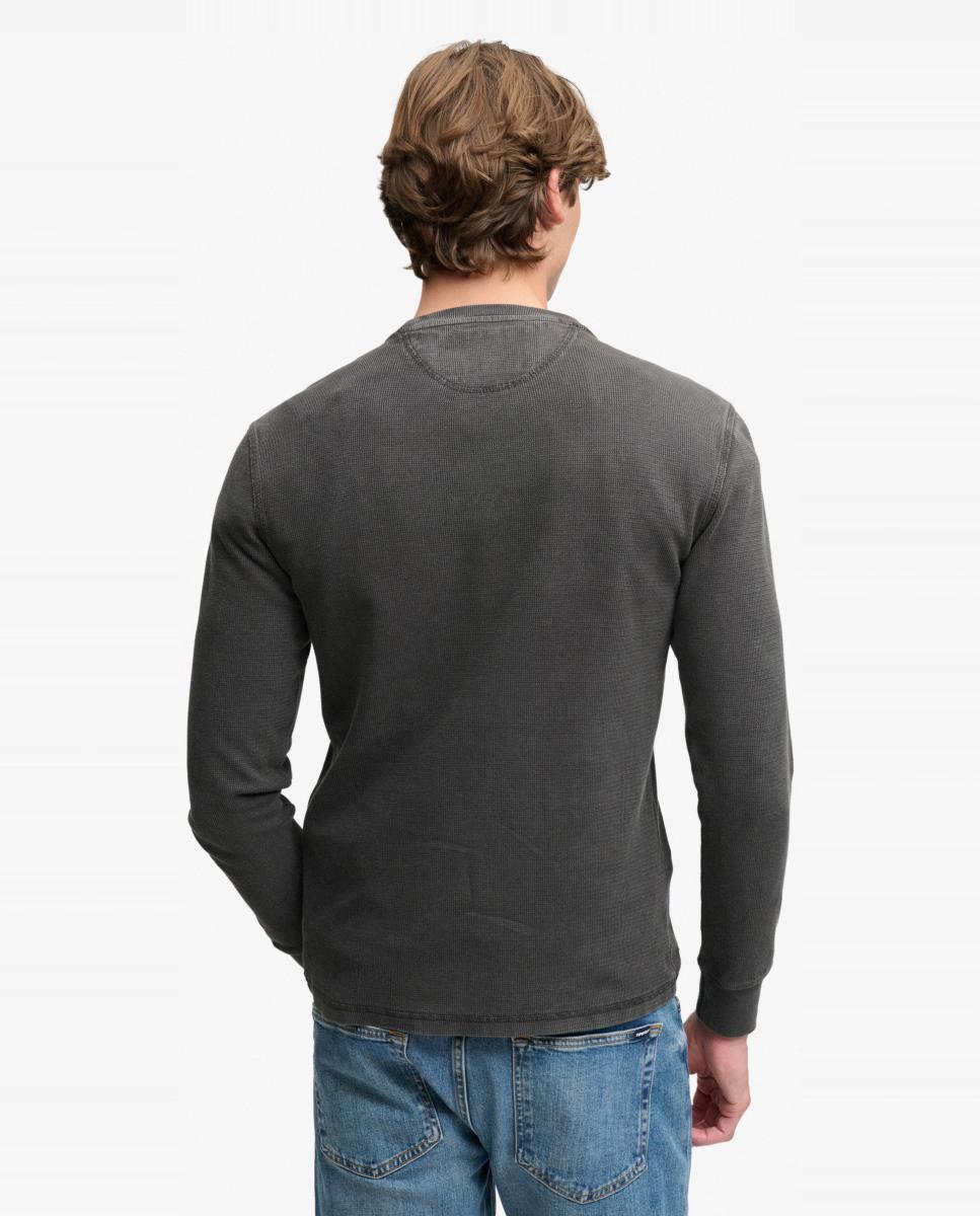 Camisola de Manga Comprida Clássica com Textura Preto-2