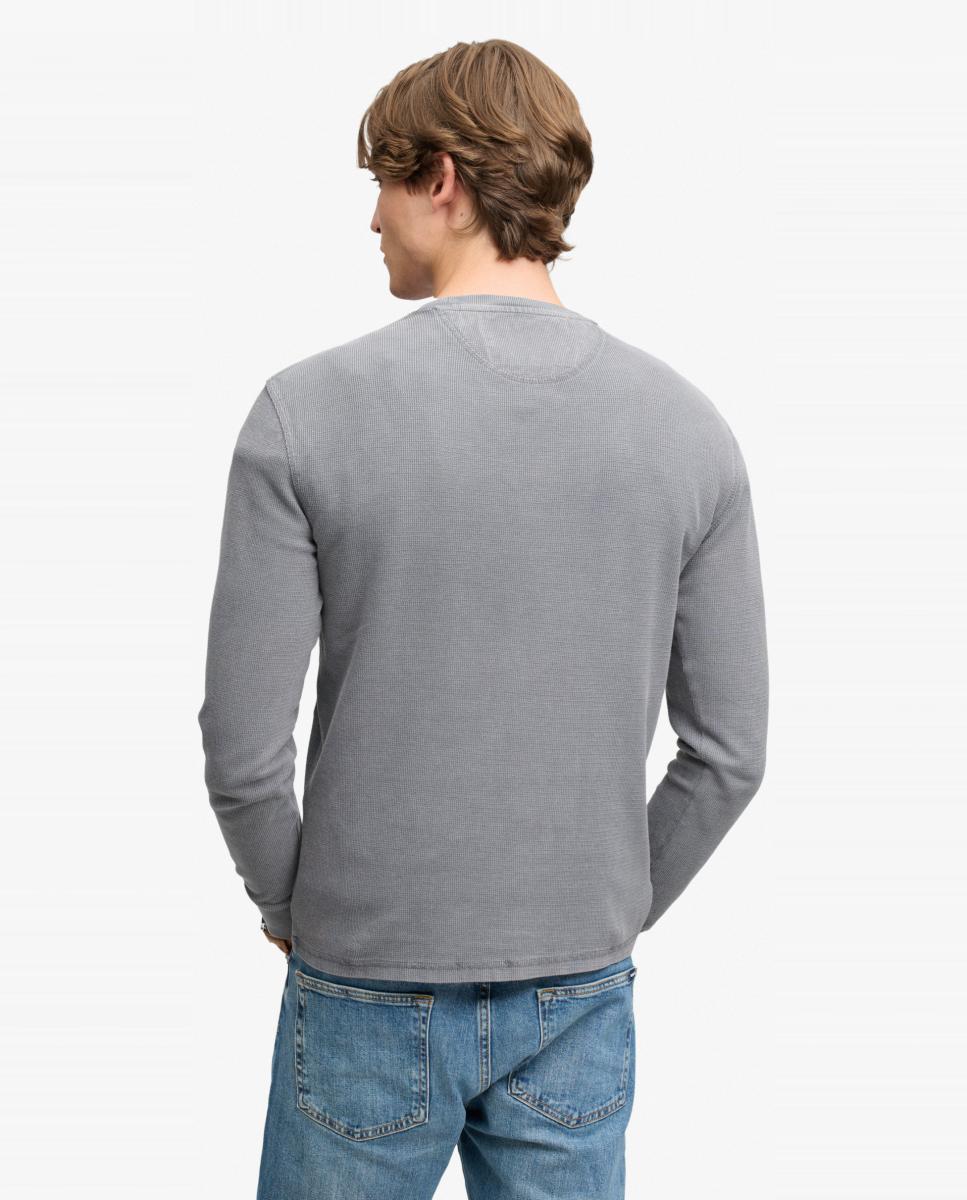 Camisola de Manga Comprida Clássica com Textura Cinzento-2
