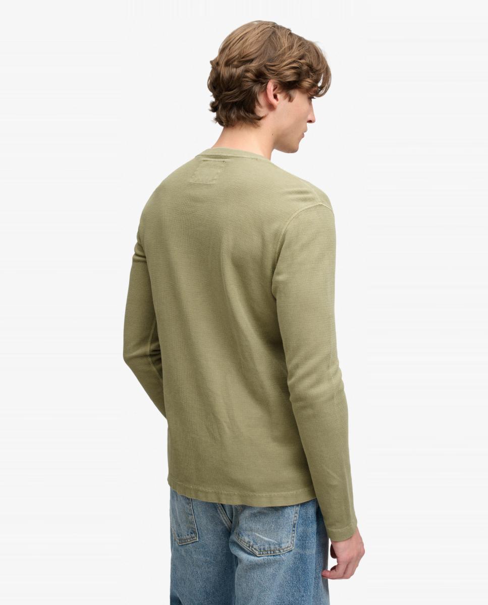Camiseta Henley waffle de hombre de manga larga - Superdry - Kaki Kaki-2