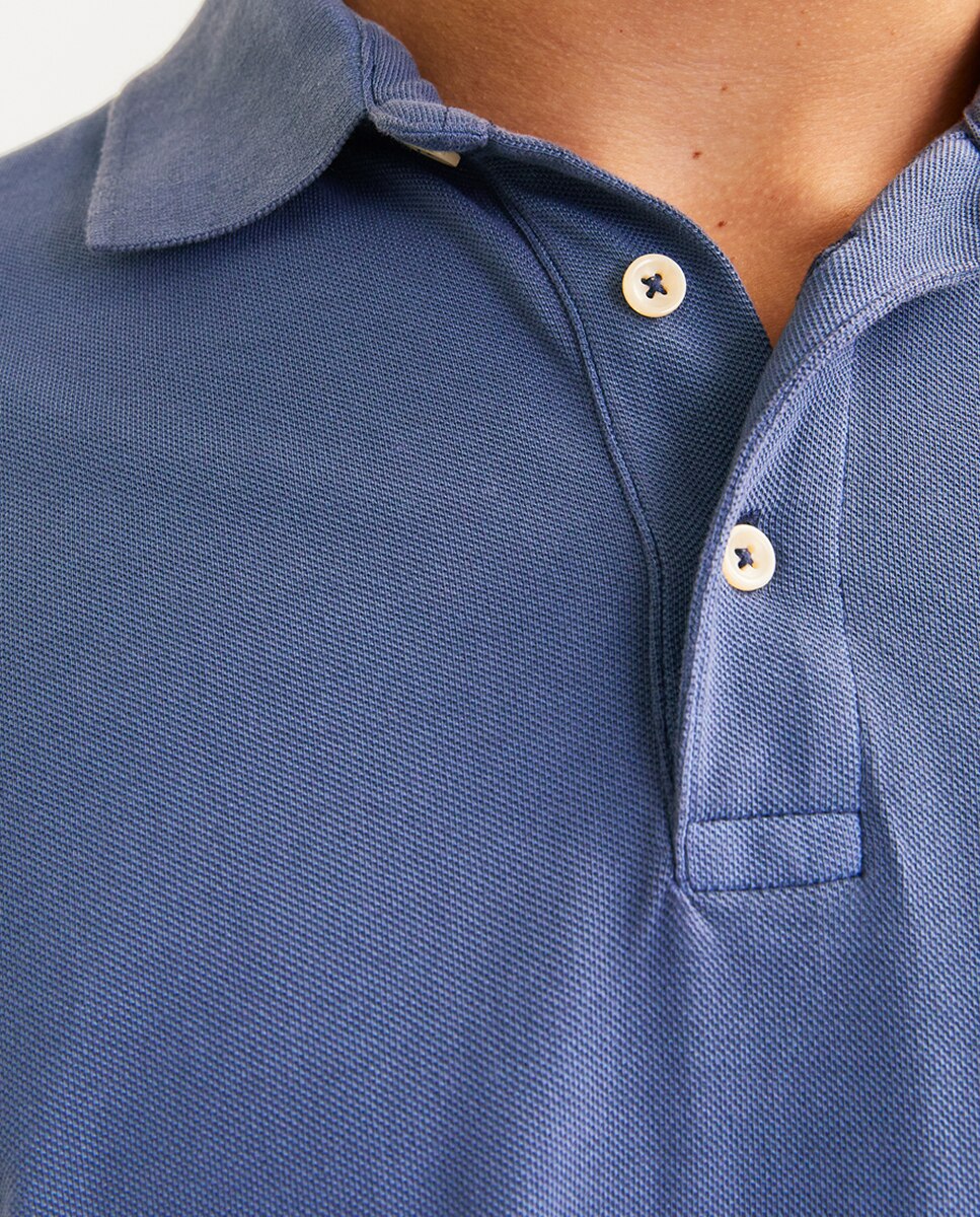 Polo de Manga Curta com Logótipo Lateral Azul-5