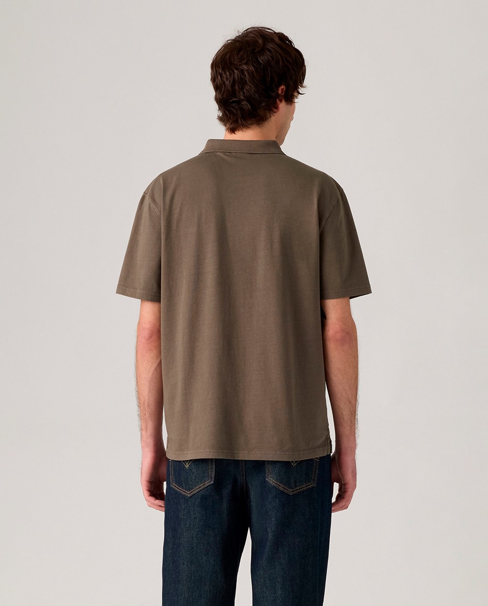 Polo de Manga Curta Relaxed Castanho-2
