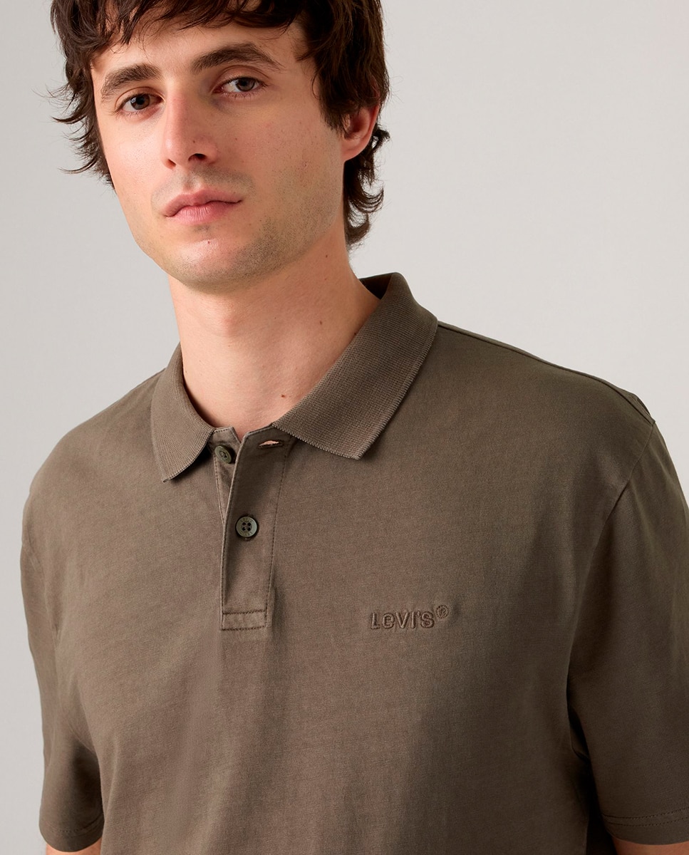 Polo de Manga Curta Relaxed Castanho-3