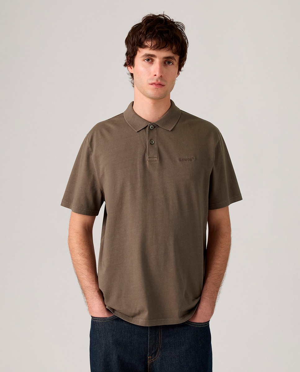 Polo de Manga Curta Relaxed Castanho-4