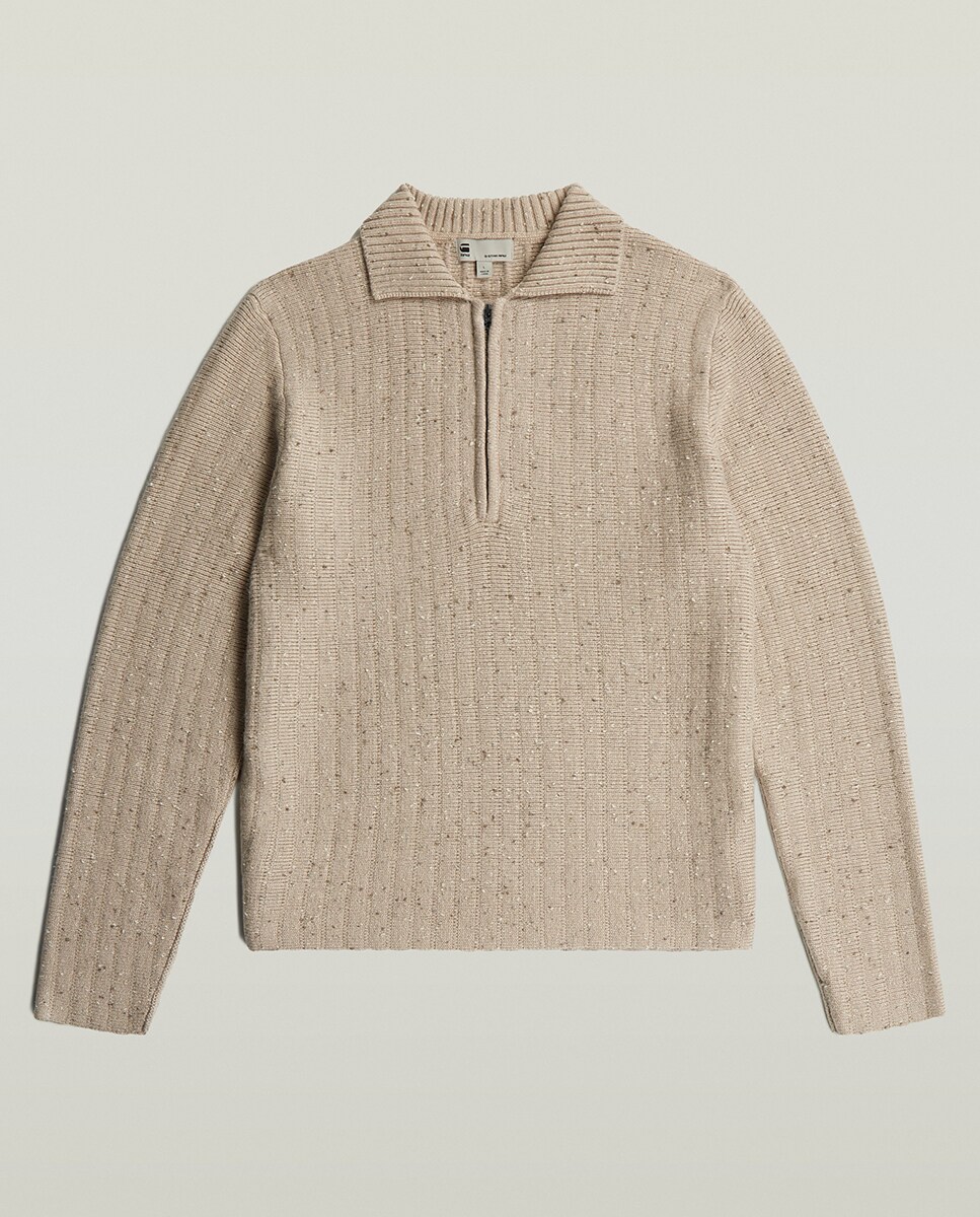 Polo com Meio Fecho de Correr Bege-6